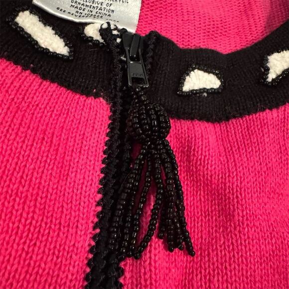 Quacker Factory Pink Cardigan Sweater 3D Embroidered Art to Wear Potted Plants - Picture 4 of 11